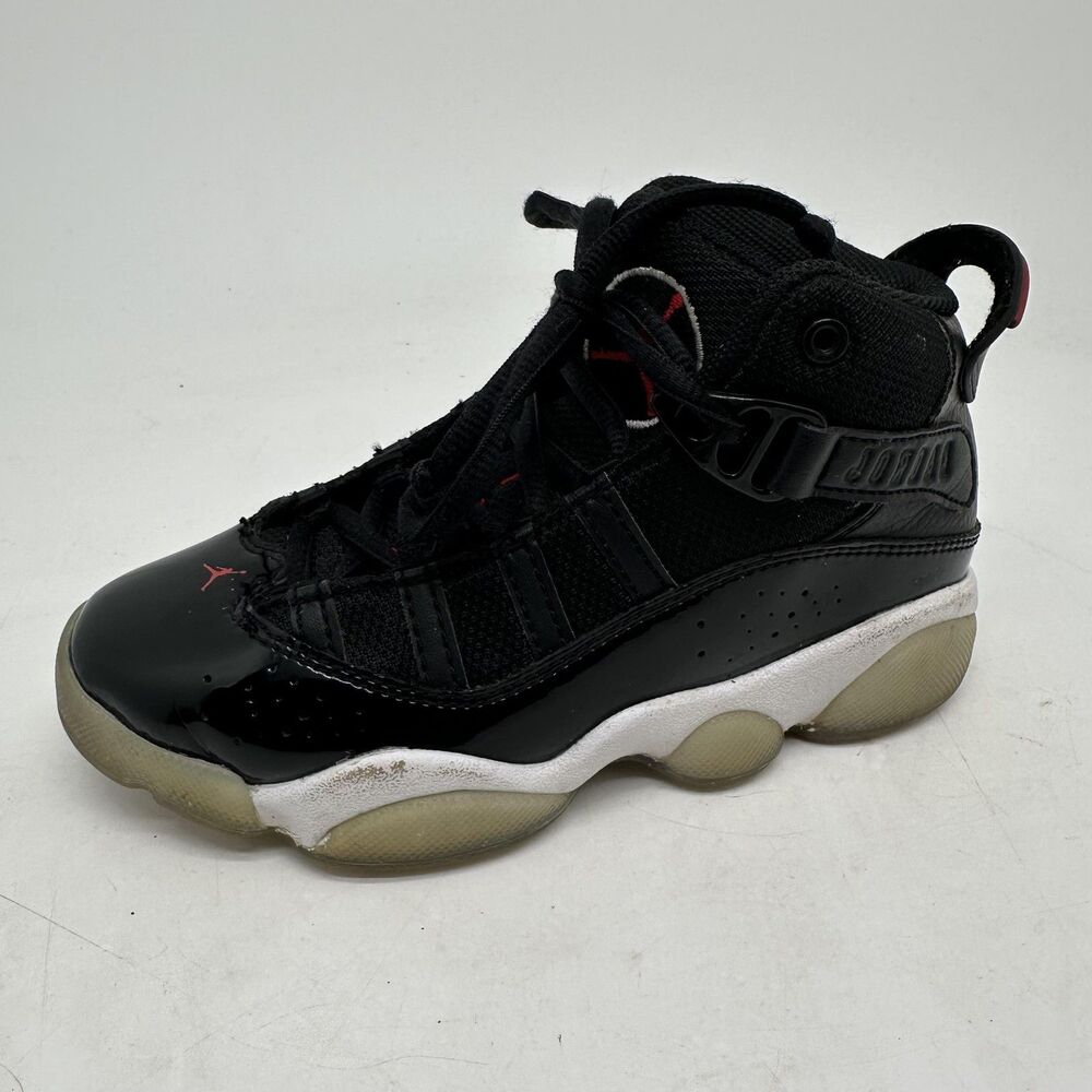 Nike Jordan 6 Rings Shoes Youth Size 12C Black Red White Basketball 323432-064